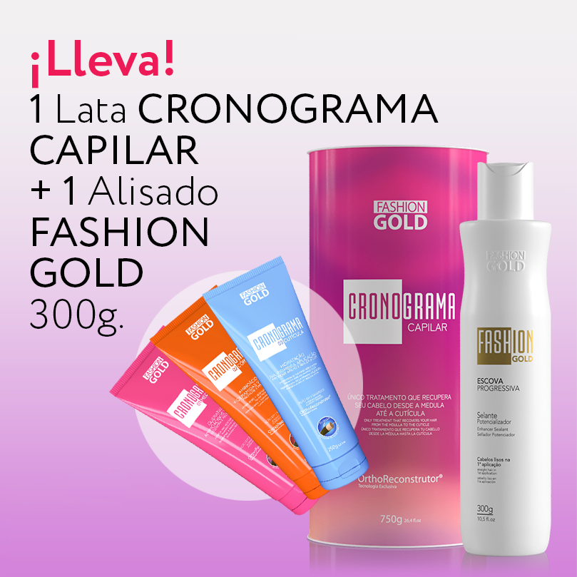 Cronograma Capilar Lata x3 Tubos 250gr c/u + alisado Fashion Gold 300gr