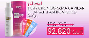 Cronograma Capilar Lata x3 Tubos 250gr c/u + alisado Fashion Gold 300gr