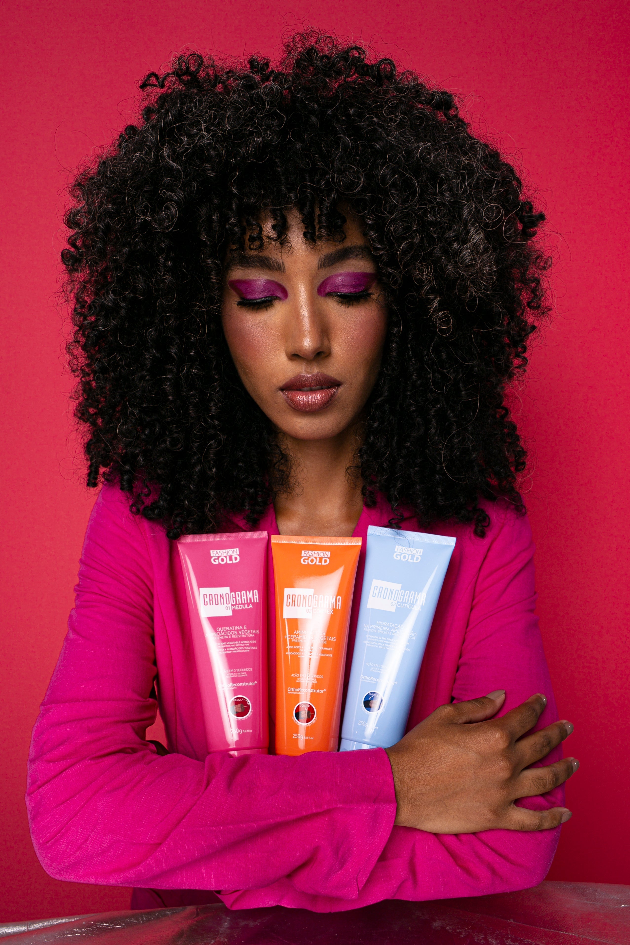 COMBO Cronograma Capilar Lata x3 Tubos 250gr c/u + Alisado Fashion Gold 300ml + Shampoo Protect 300ml + PreShampoo Protect 300ml + Mascara Protect 250gr